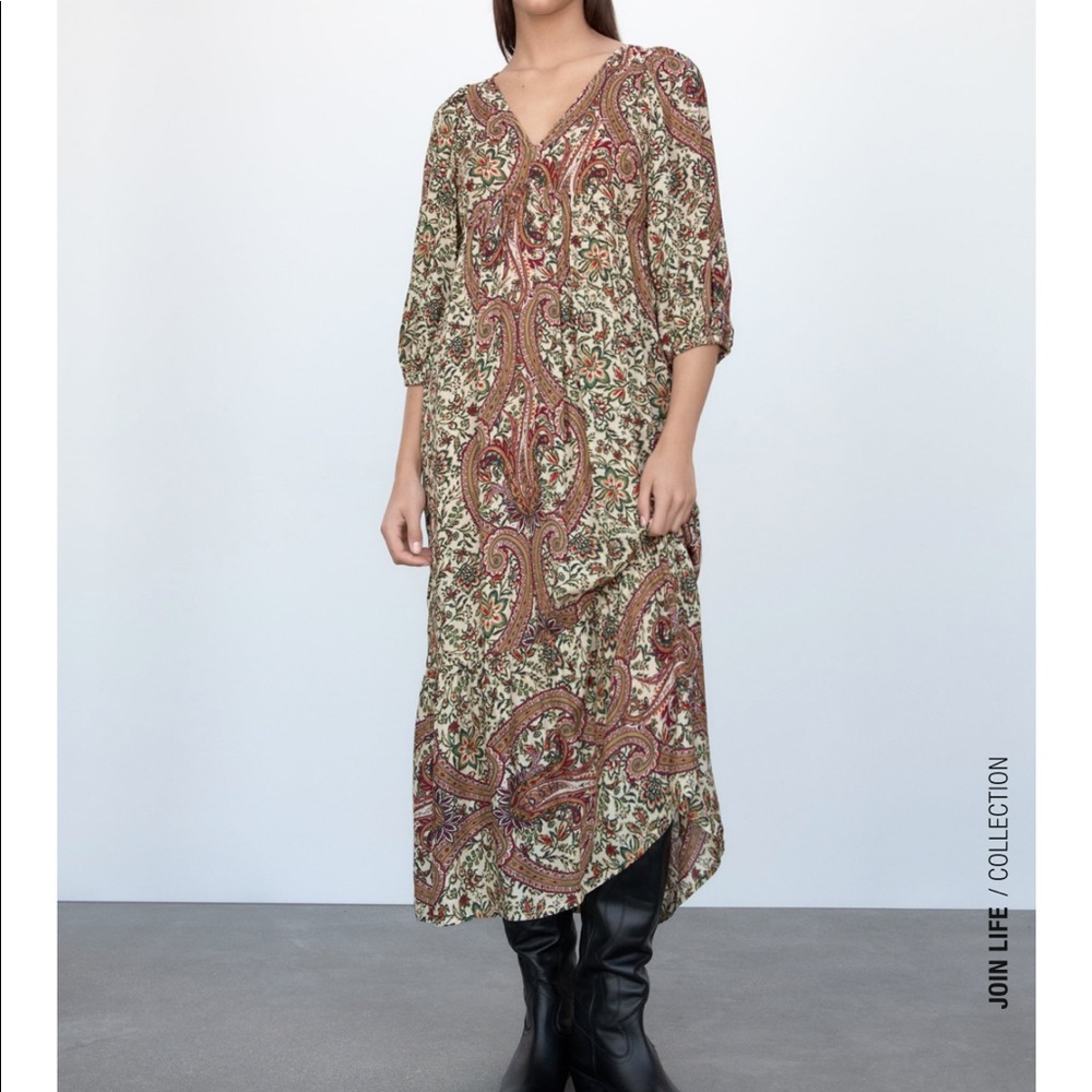 ZARA PRINTED OVERSIZED MAXI DRESS